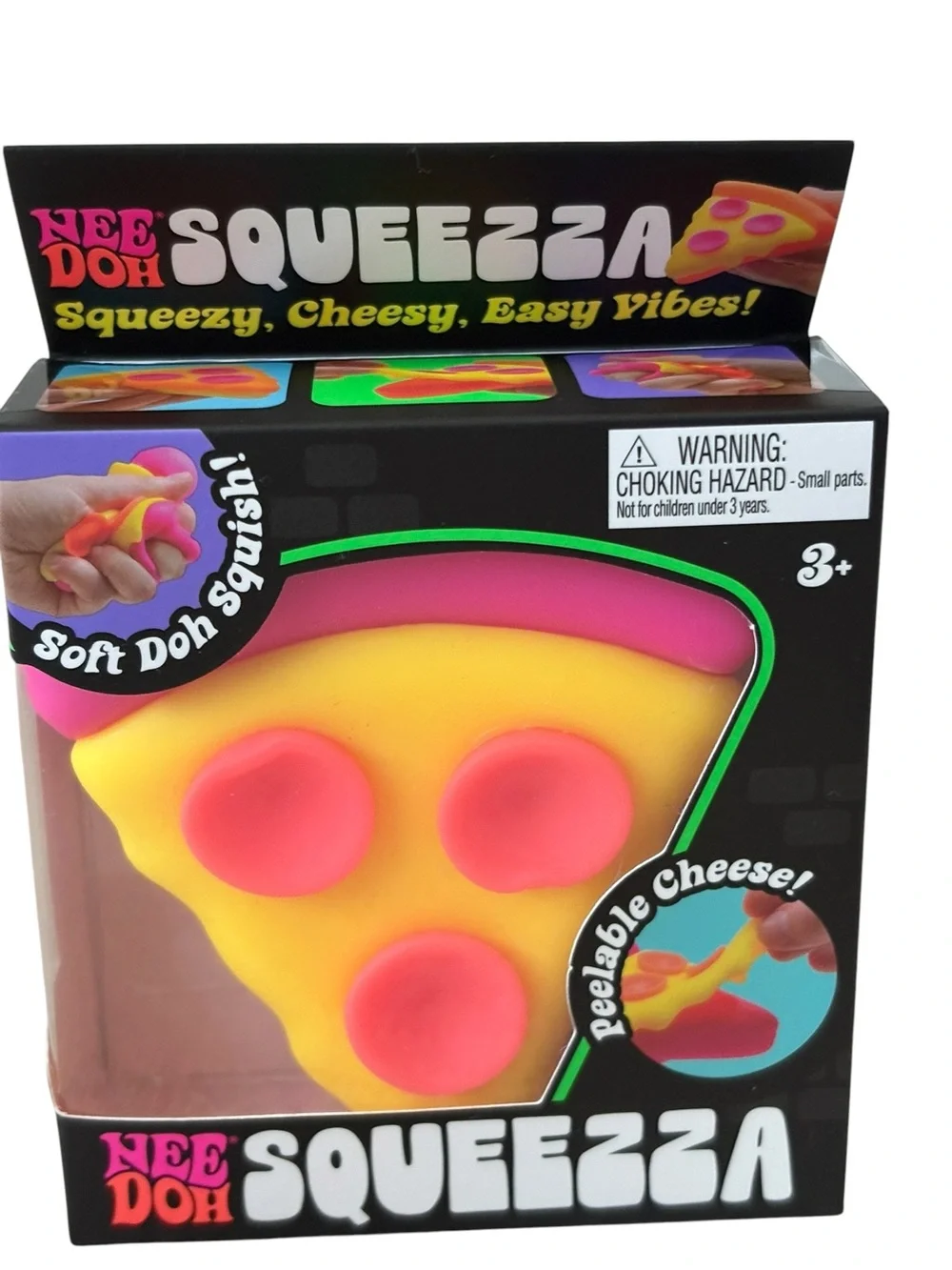 Needoh NEW Pizza Squeezza Squishy Pink Crust Authentic Fidget NIB